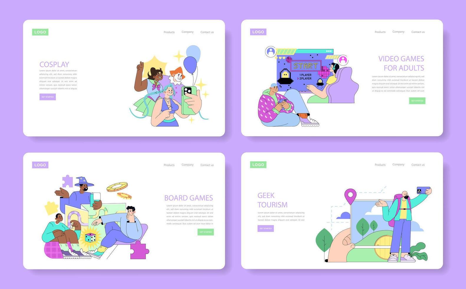 Humorous Cosplay, Board Games, Geek Tourism, and Games vector