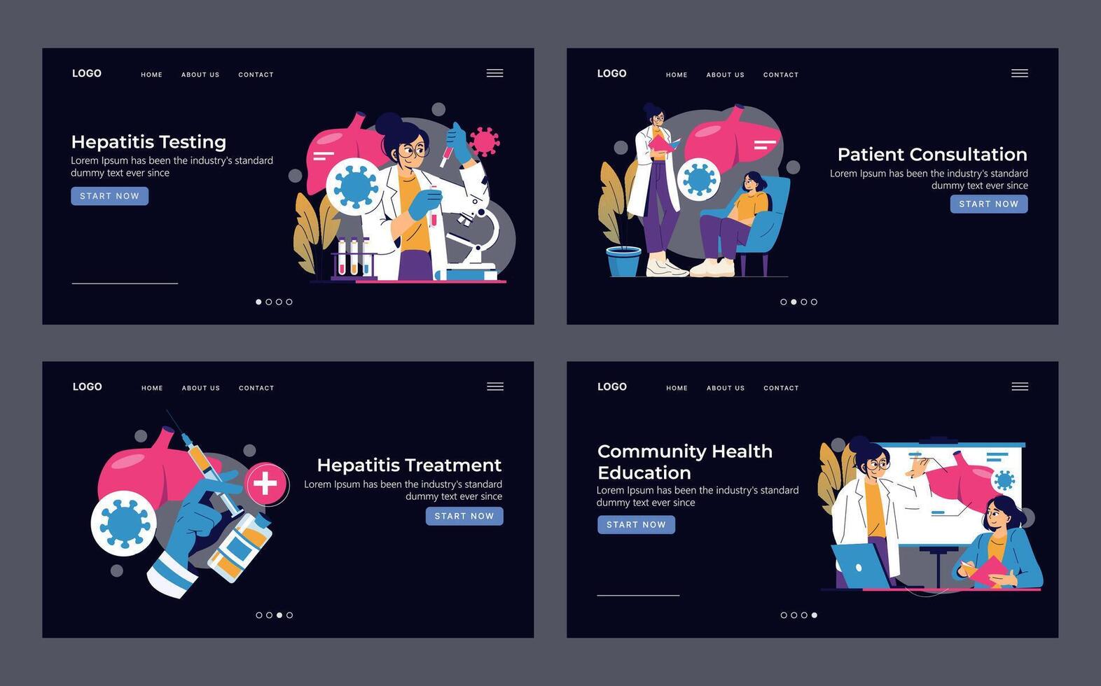 Medical Consultation and Hepatitis Education Set vector