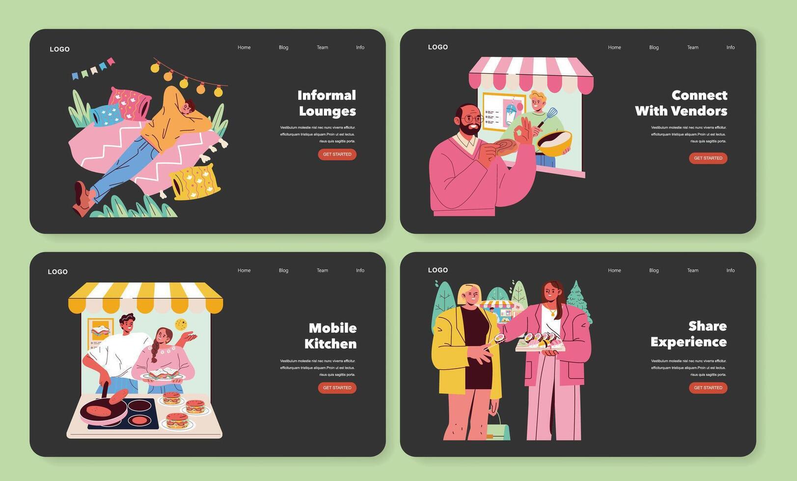 Illustrated Scenes of Relaxation and Social Interactions vector