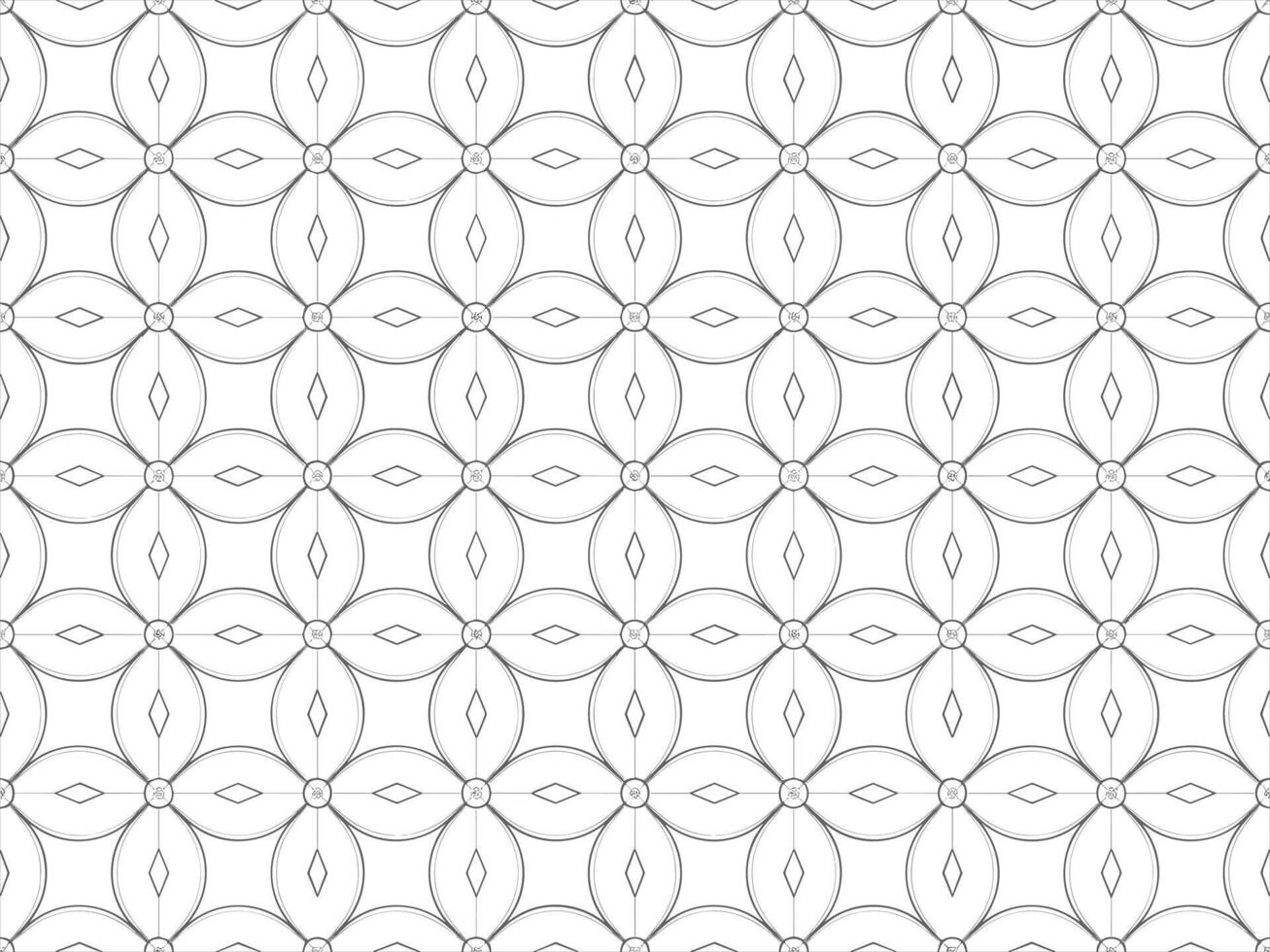 Seamless geometric pattern with quatrefoil and diamond shapes in black and white vector