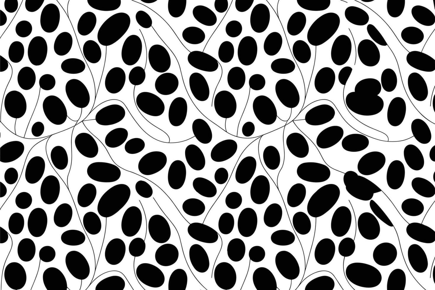 Abstract black and white organic shapes seamless pattern vector