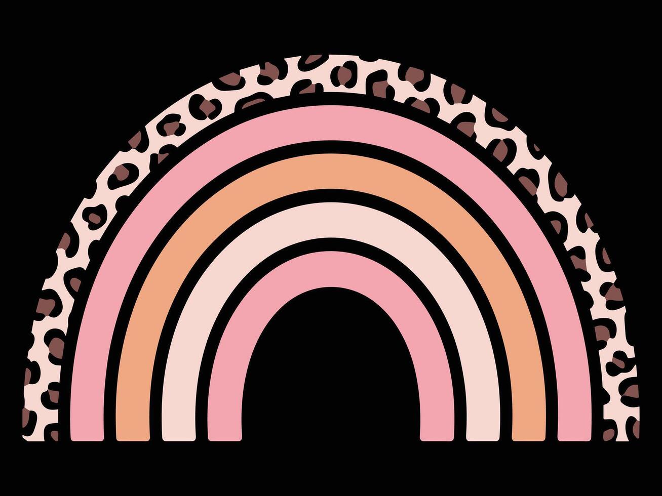 Boho rainbow with pink and peach stripes and leopard print accents vector
