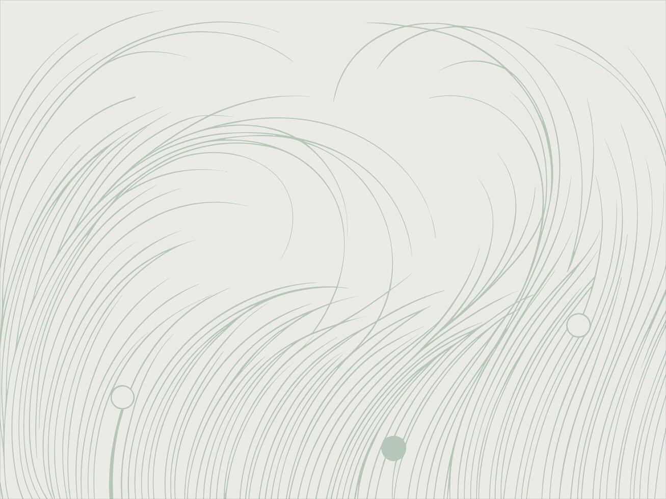 Abstract delicate green curved lines on a light gray background with subtle circles vector
