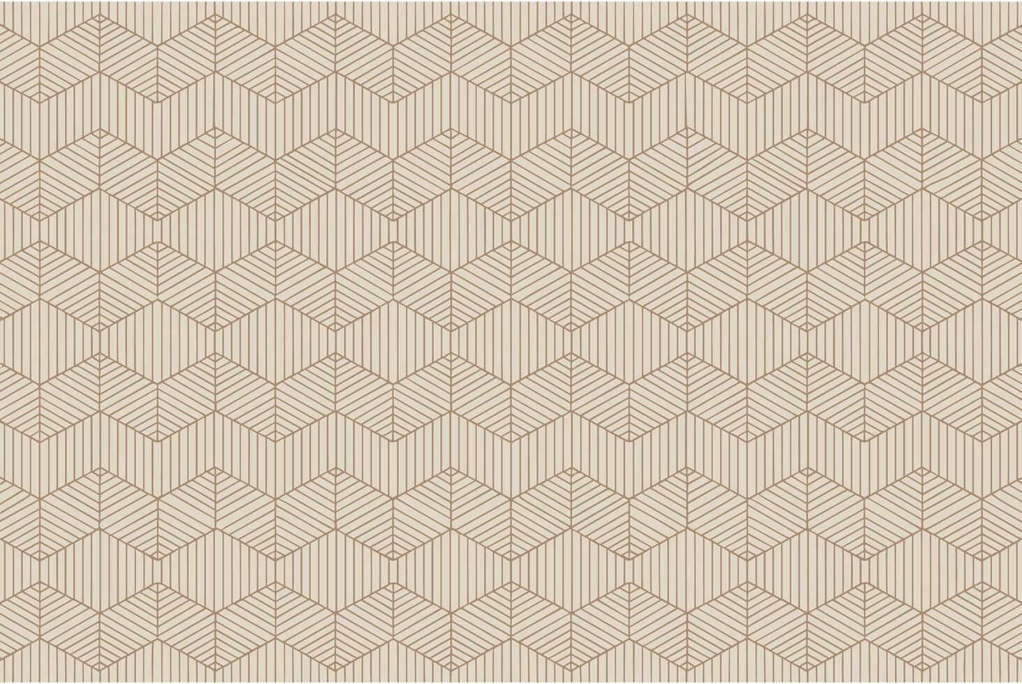 Geometric seamless pattern with beige background and brown lines forming hexagons vector