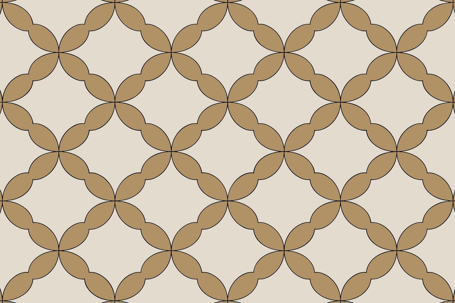 Seamless geometric pattern with interlocking quatrefoil shapes in beige and brown vector