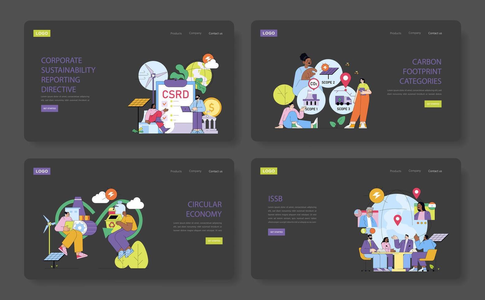 Sustainability reporting concepts illustrated vector