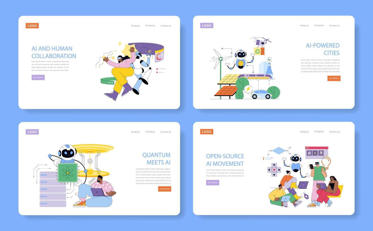 AI concepts and collaboration illustrations vector