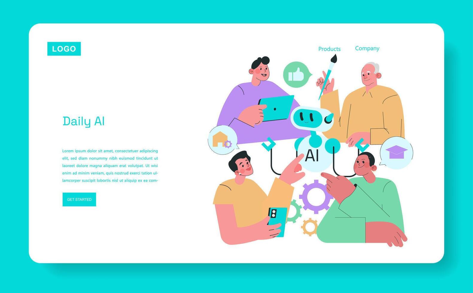 Group using artificial intelligence tools vector