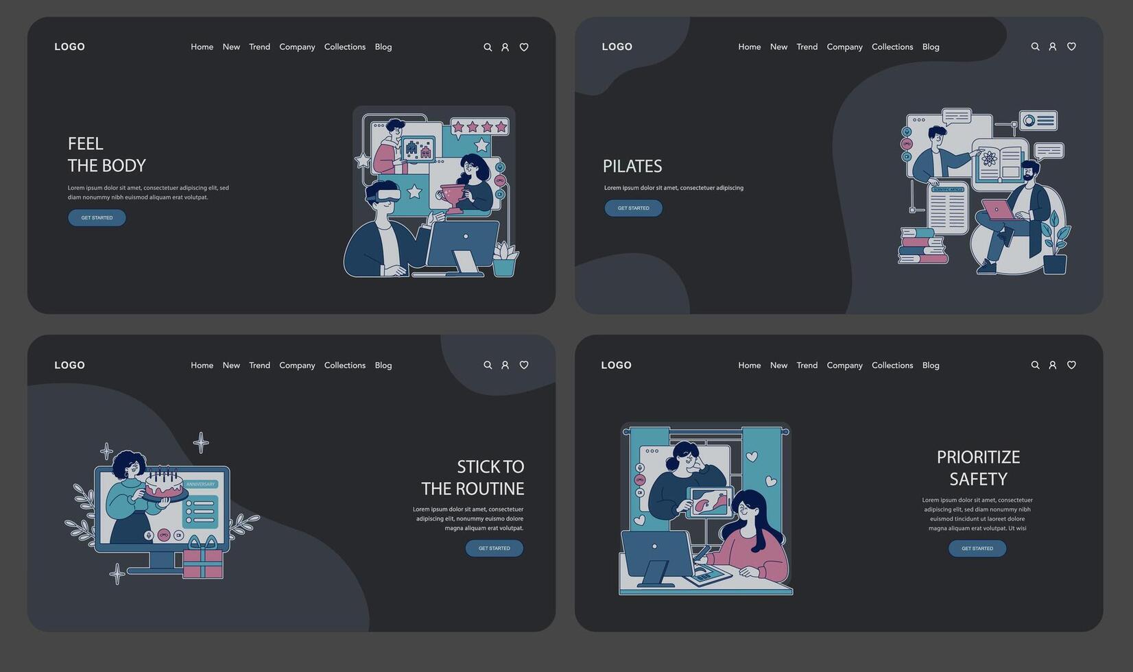 Business Concept Illustrations with Engaged Characters vector