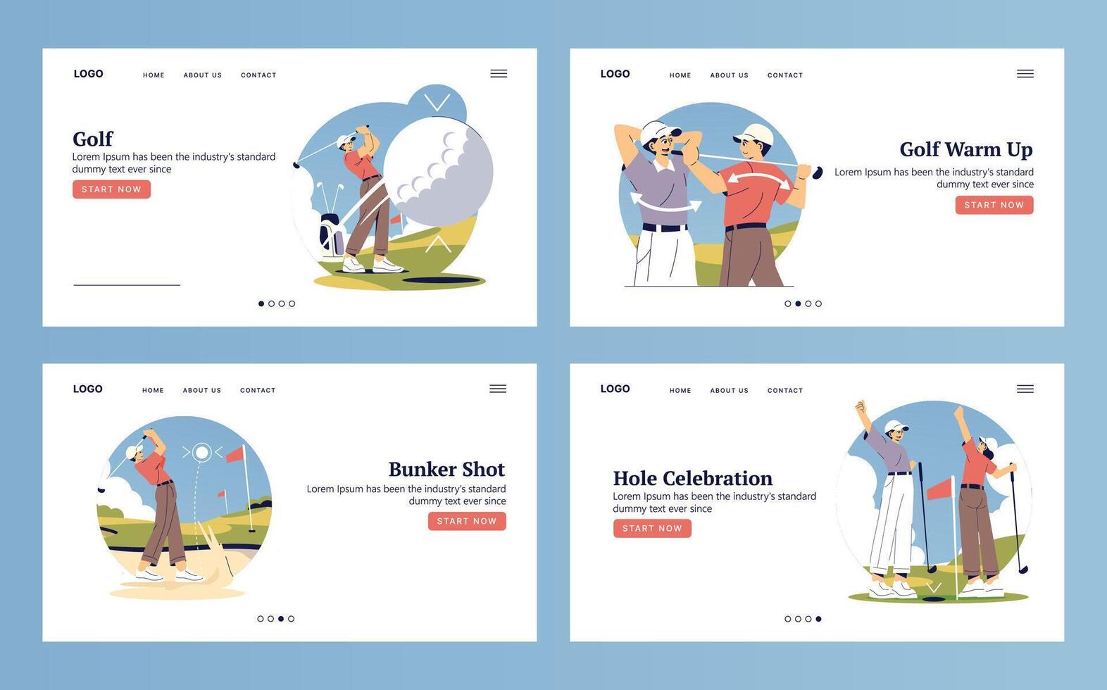 Golf Themed Illustrations Showcasing Dynamic Action vector