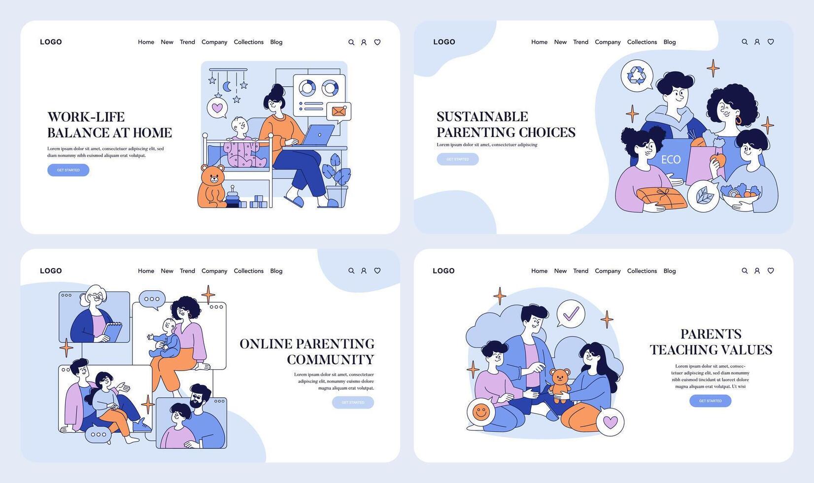 Parenting Choices and Community in Illustrations vector