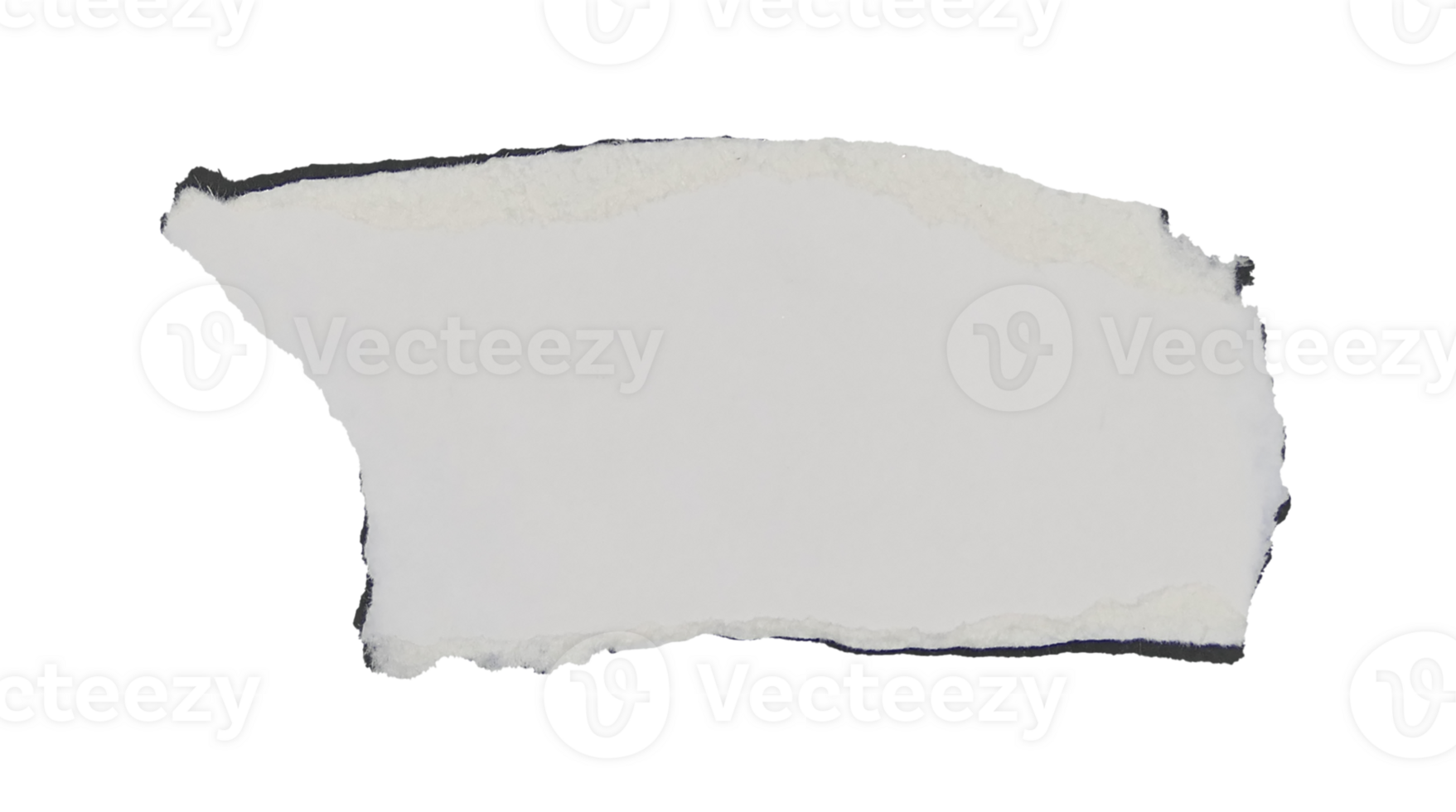 White paper with torn black edges on transparent background png