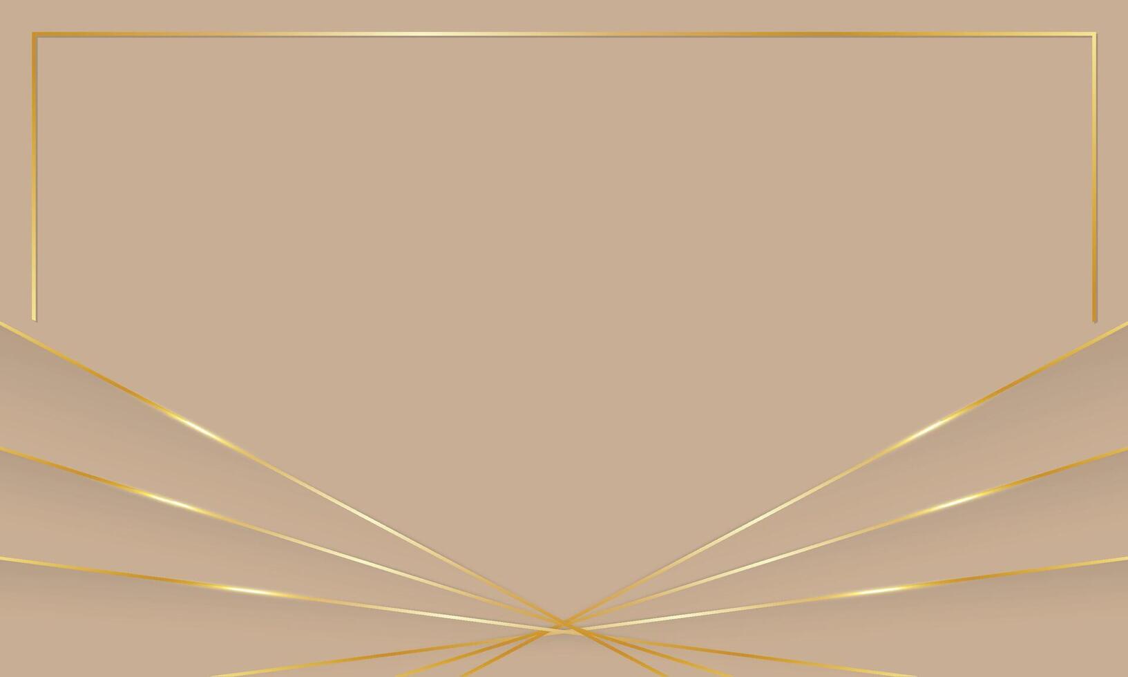 Abstract beige background with geometric low poly golden lines and frame, empty space vector