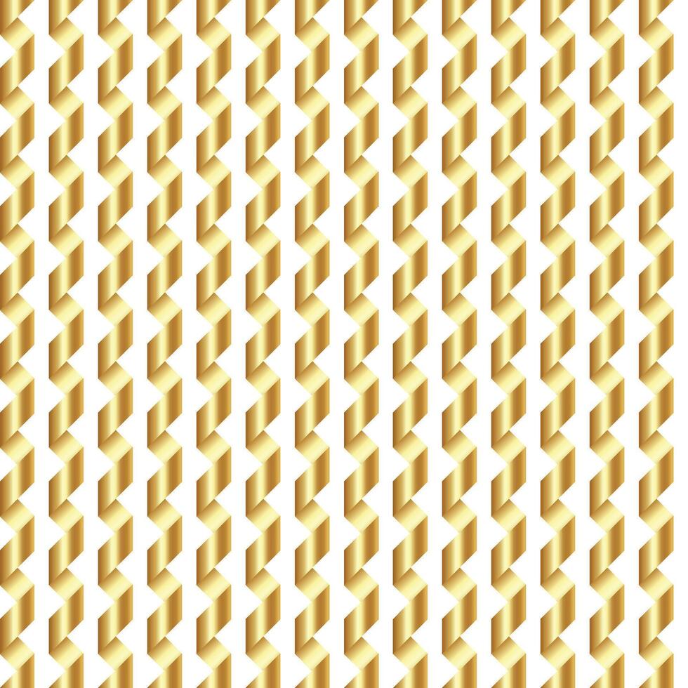 Golden 3d ribbon abstract strips seamless pattern vector