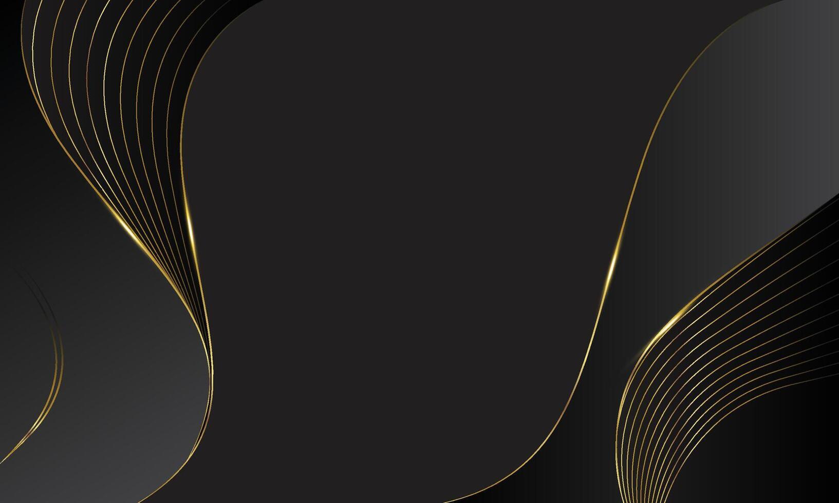 Abstract luxury golden waves on black background Elegant modern wallpapers. vector