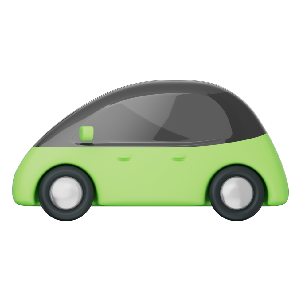Electric car with futuristic design promoting clean energy, green mobility, alternative fuel solution, low carbon emission, and smart transport, transparent background, 3D illustration. png