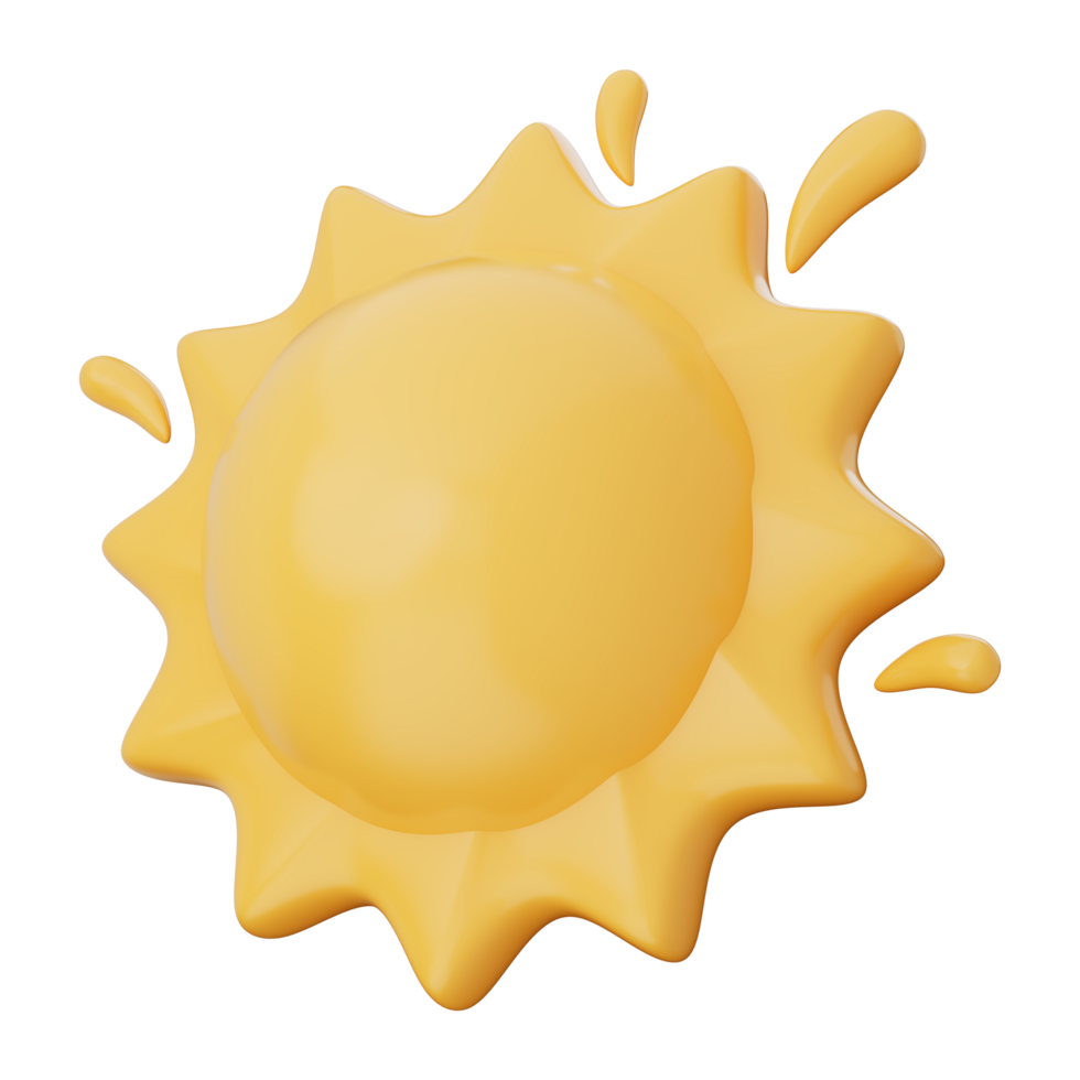 Sun icon in 3D glowing with natural light, symbolizing solar power, UV, and eco energy. Ideal for climate, warmth, and summer themes. Transparent background, 3d illustration. png