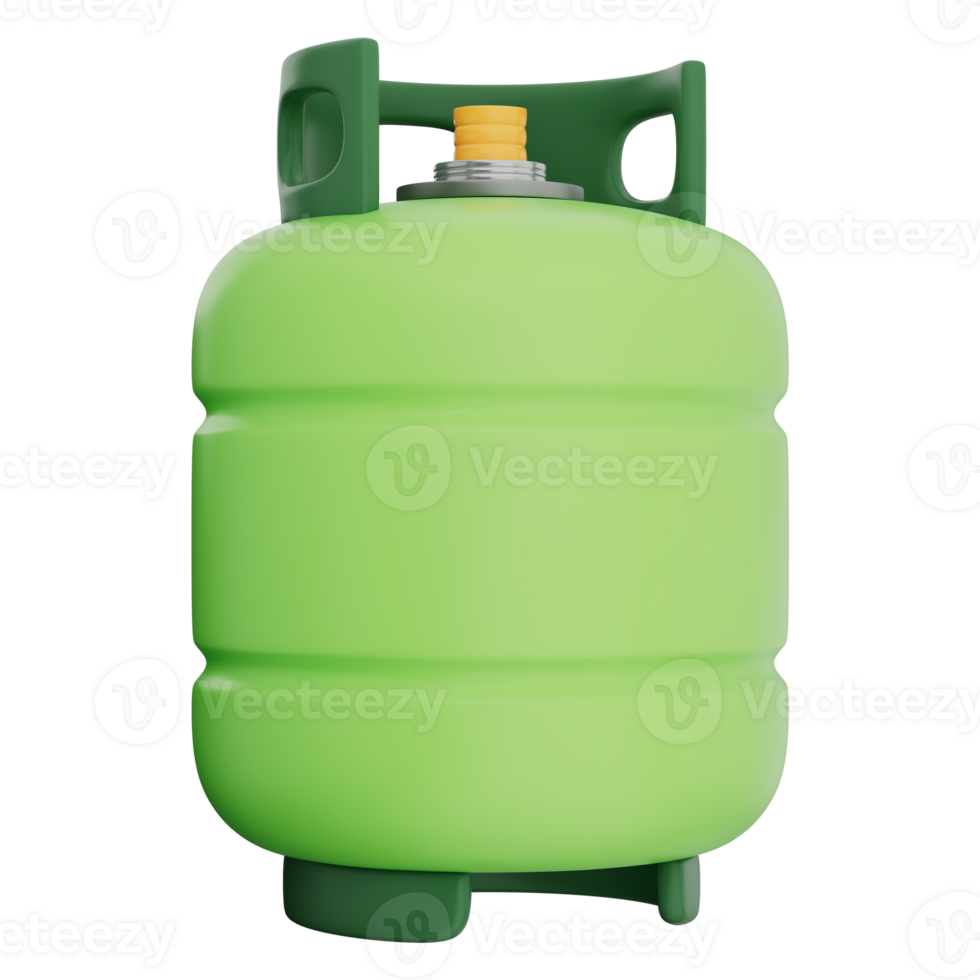 Gas cylinder with eco fuel tank design representing clean energy, safety, and green innovation. Ideal for environmental, chemical, or bio energy concepts, transparent background, 3d illustration. png