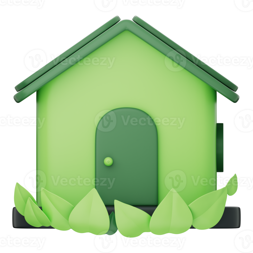 House with solar panels and green architecture promotes smart energy use, eco-friendly living, renewable solutions for a sustainable future. Transparent background, 3d illustration. png