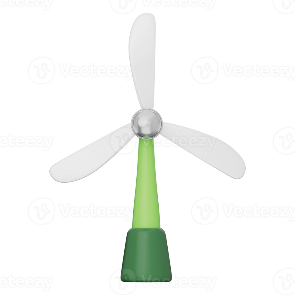 Windmill with wind turbine generating wind energy for renewable energy, green technology, energy efficiency, and sustainable solution in ecology system on a transparent background, 3d illustration. png
