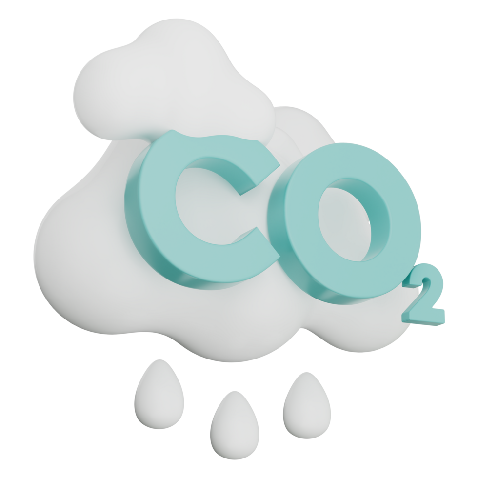 3D cloud with CO2 and smoke, symbolizing climate change, air pollution, carbon footprint, and ecosystem impact. Includes raincloud, cloudscape, and sky. Transparent background, 3d illustration. png