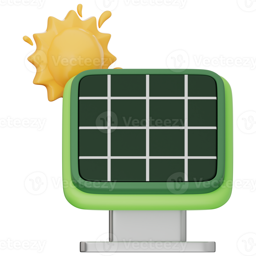 Solar panel, solar cell absorbing sunlight, promoting green technology, energy efficiency, renewable energy, solutions for a sustainable environment, 3D illustration on a transparent background. png