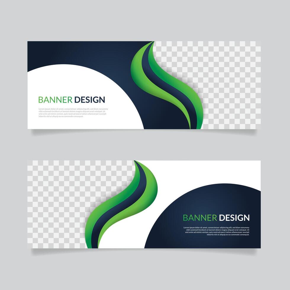 two banners with green and blue waves vector