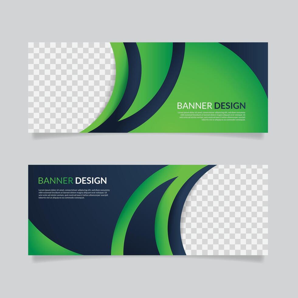 green banner design with elegant modern curves vector