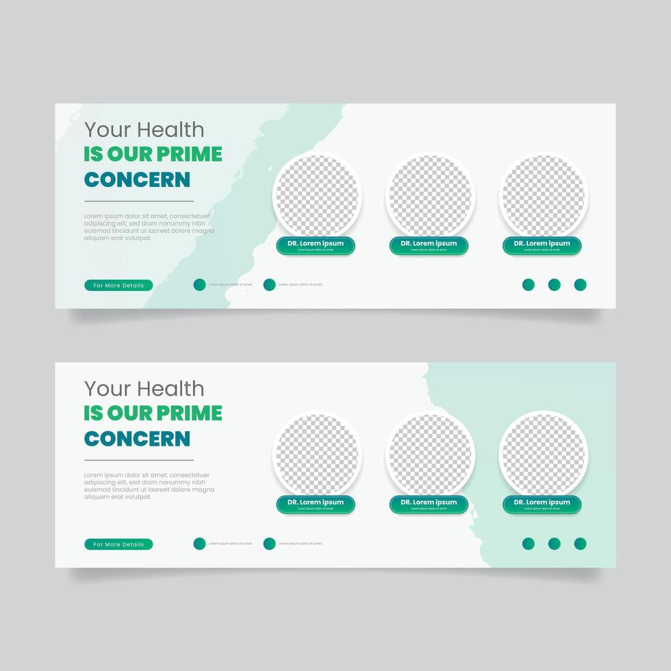 Health banner with placeholders for profiles vector
