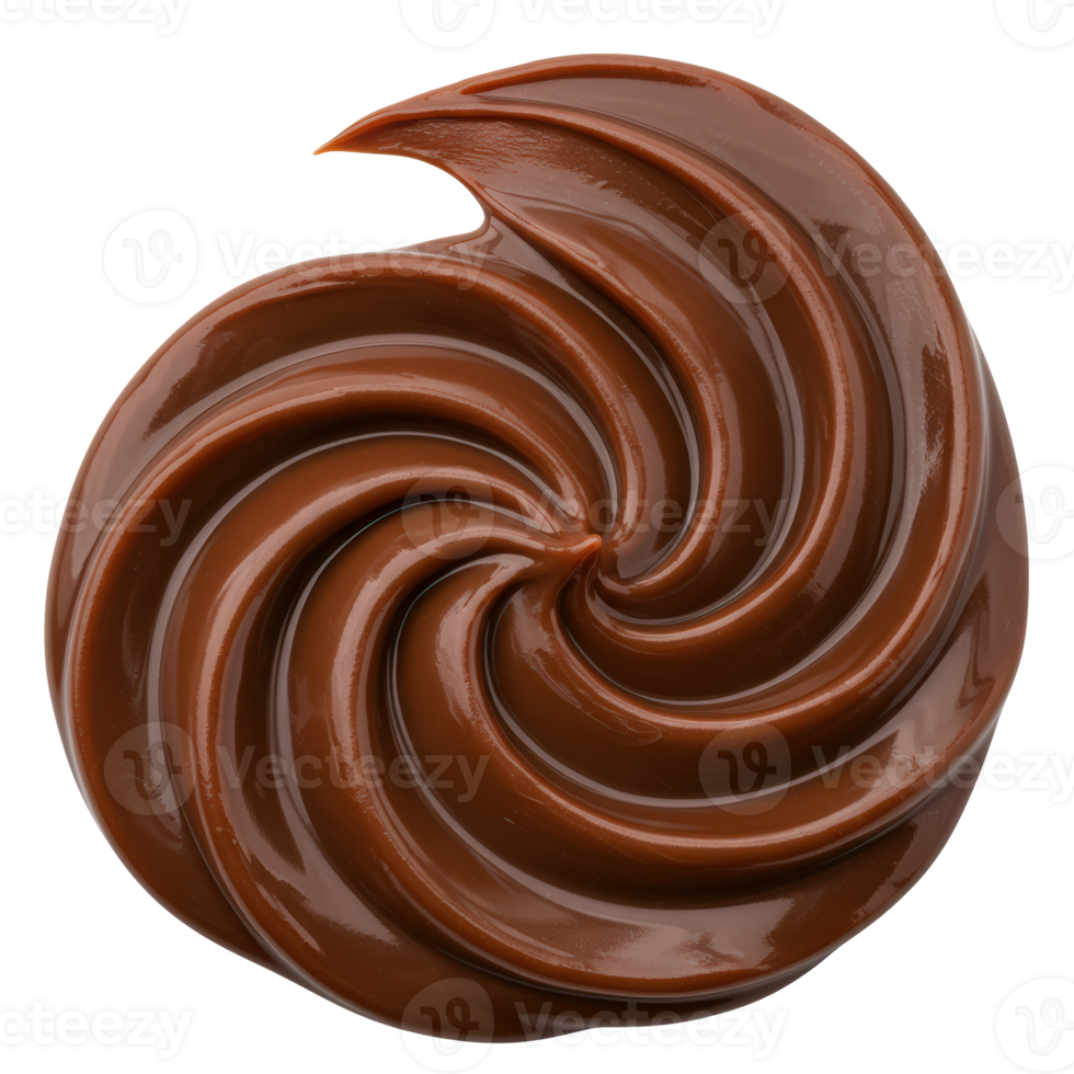 Chocolate ganache swirl in creamy glossy texture isolated on transparent background. Cooking and culinary, pastry, chocolate cakes png