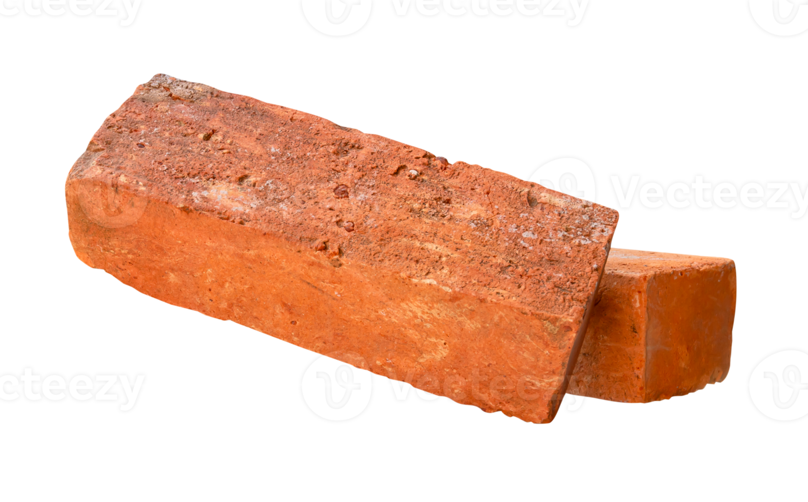 Red or orange bricks in stack isolated with clipping path in file format png