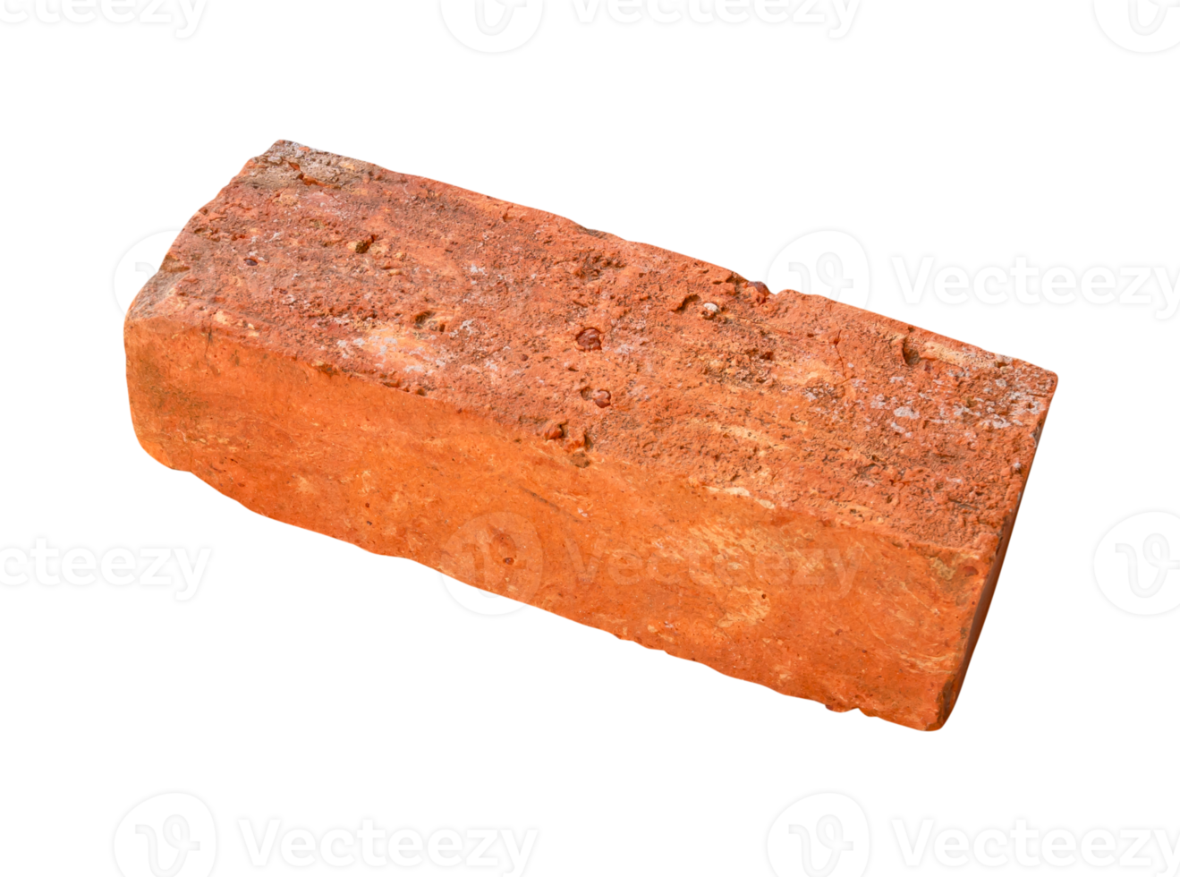 An old red or orange brick isolated with clipping path in file format png