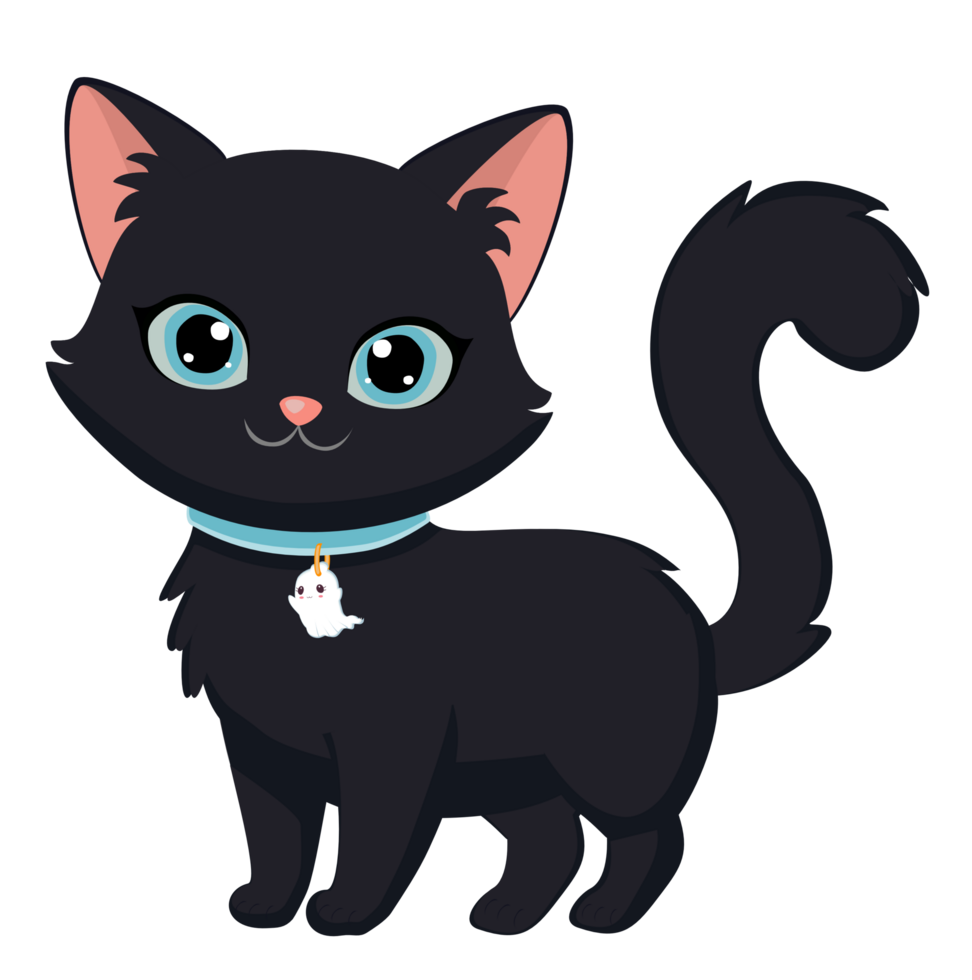 Cute black cats in Halloween theme, perfect for spooky holiday designs and decorations. png