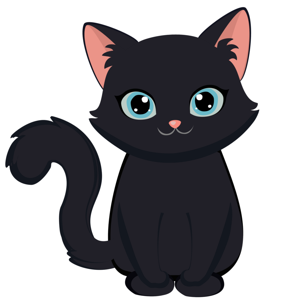 Cute black cats in Halloween png