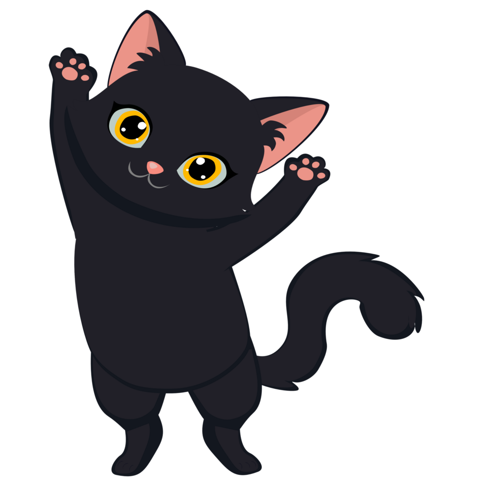 Stretching cat happy cat with front legs raised. png