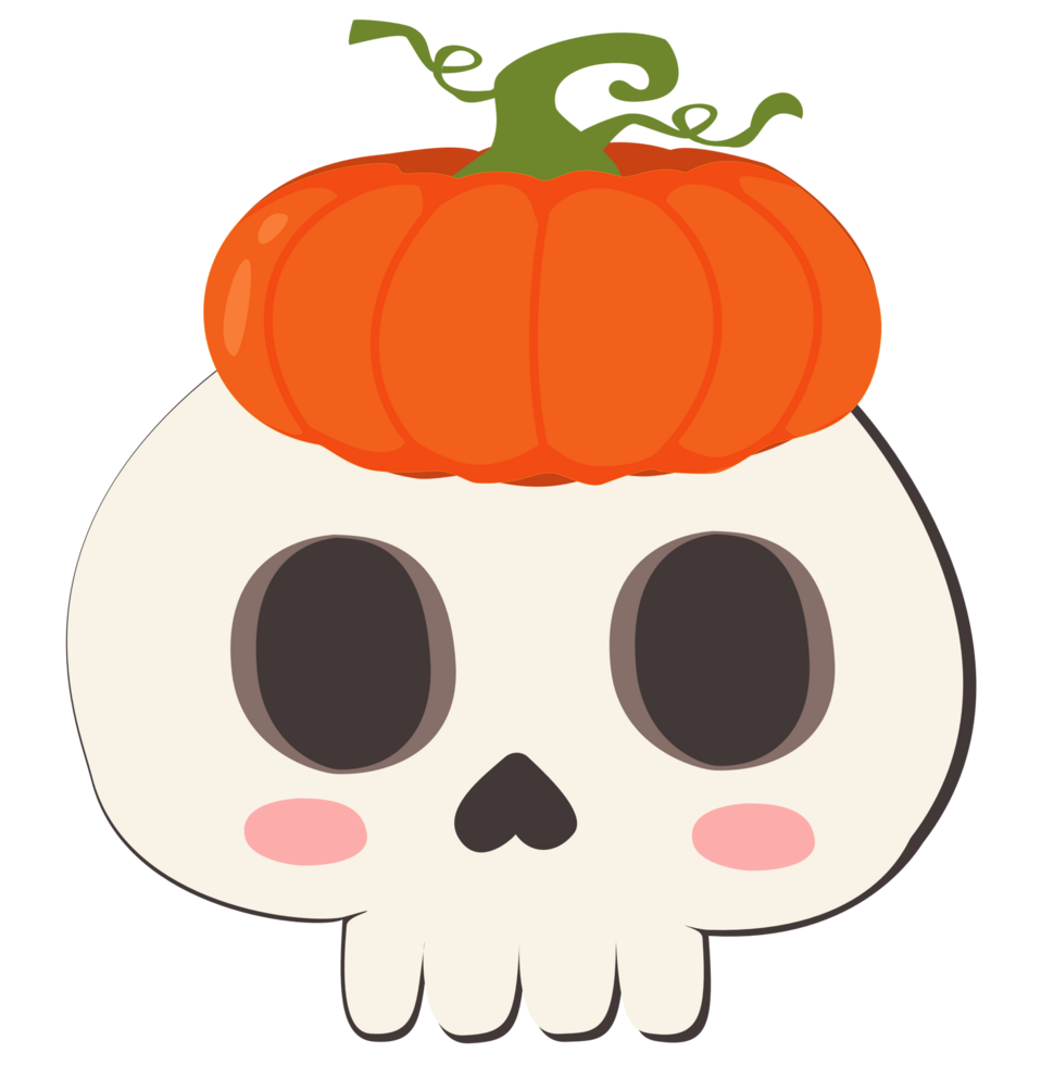 Minimal cute skull illustration for Halloween png
