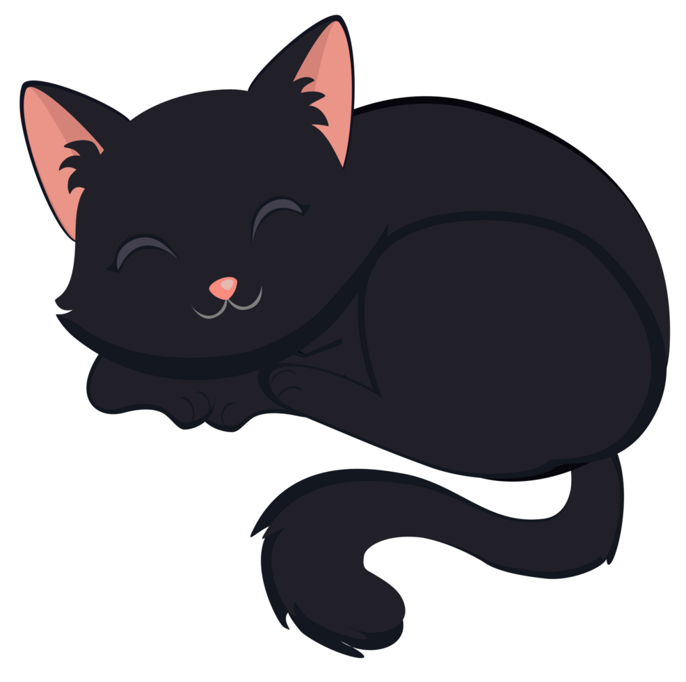 Sleeping curled cat peaceful and relaxed mood. png