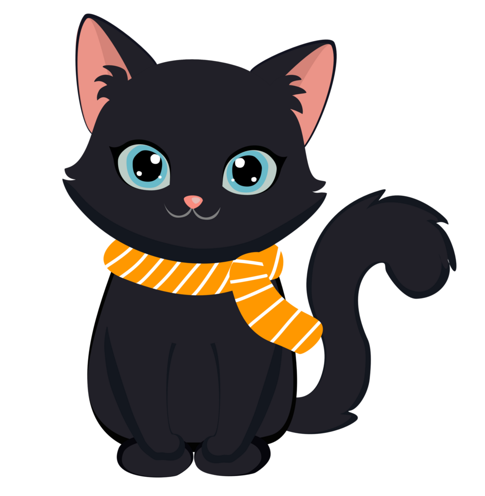 cute black cats in various Halloween poses. Adorable cartoon style perfect for spooky holiday designs, cards, and decorations. png
