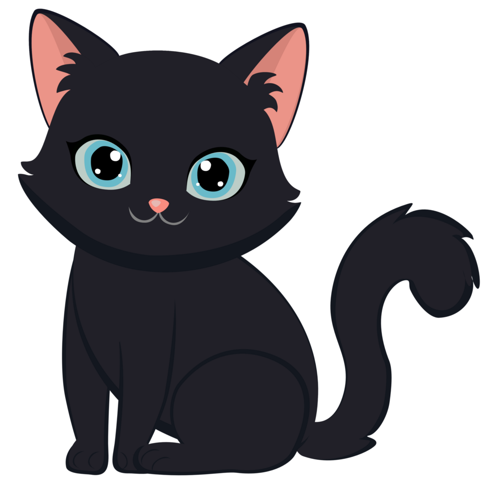 Sitting cat with bright eyes classic cute cat pose. png