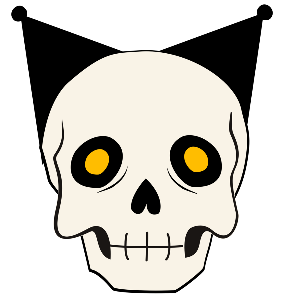 Cute Halloween skull clipart, cartoon skull illustration png