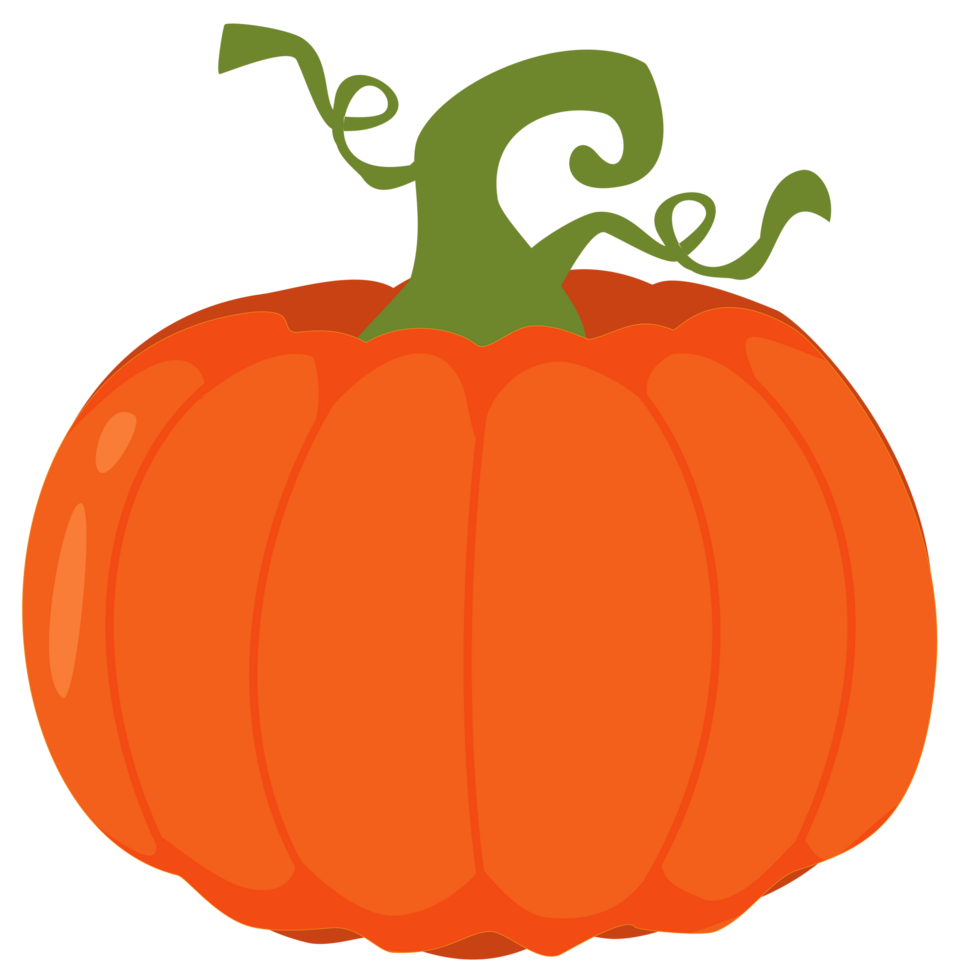 Simple orange pumpkin with green stem. png