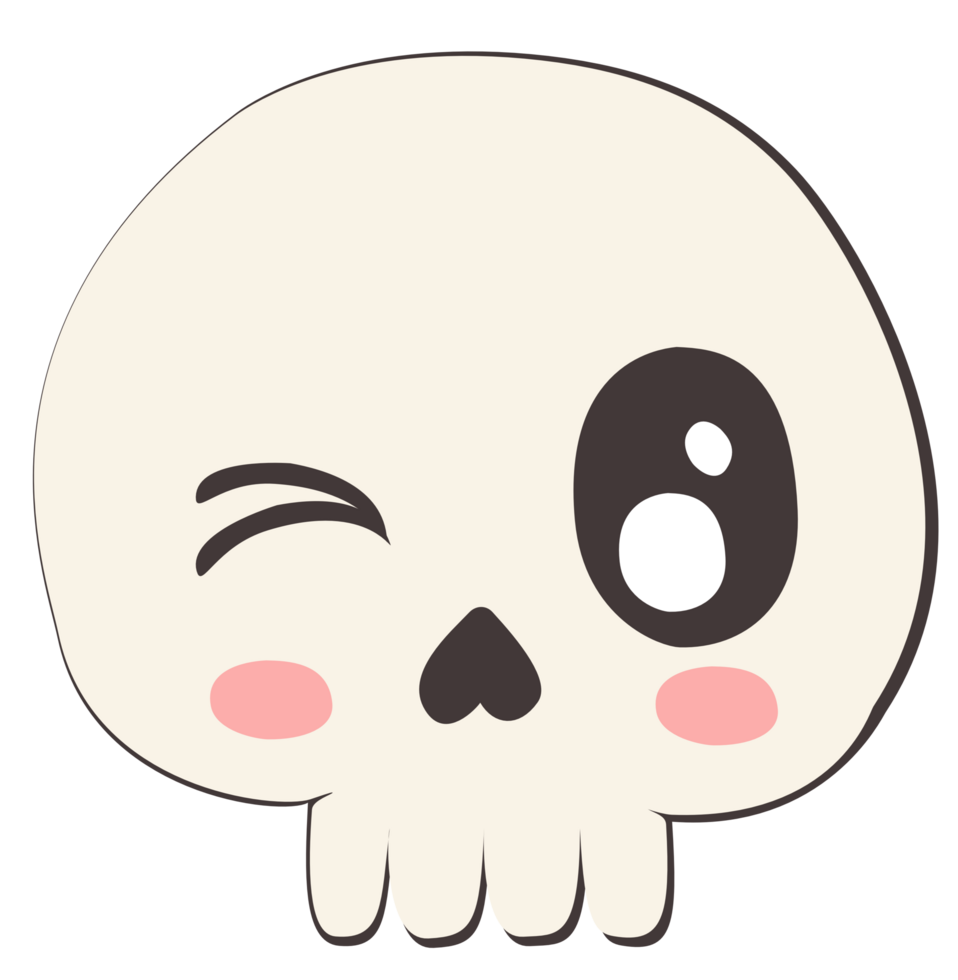 Minimal cute skull illustration for Halloween, featuring a soft pastel style, perfect for kids, party decor, and fun spooky graphics. png