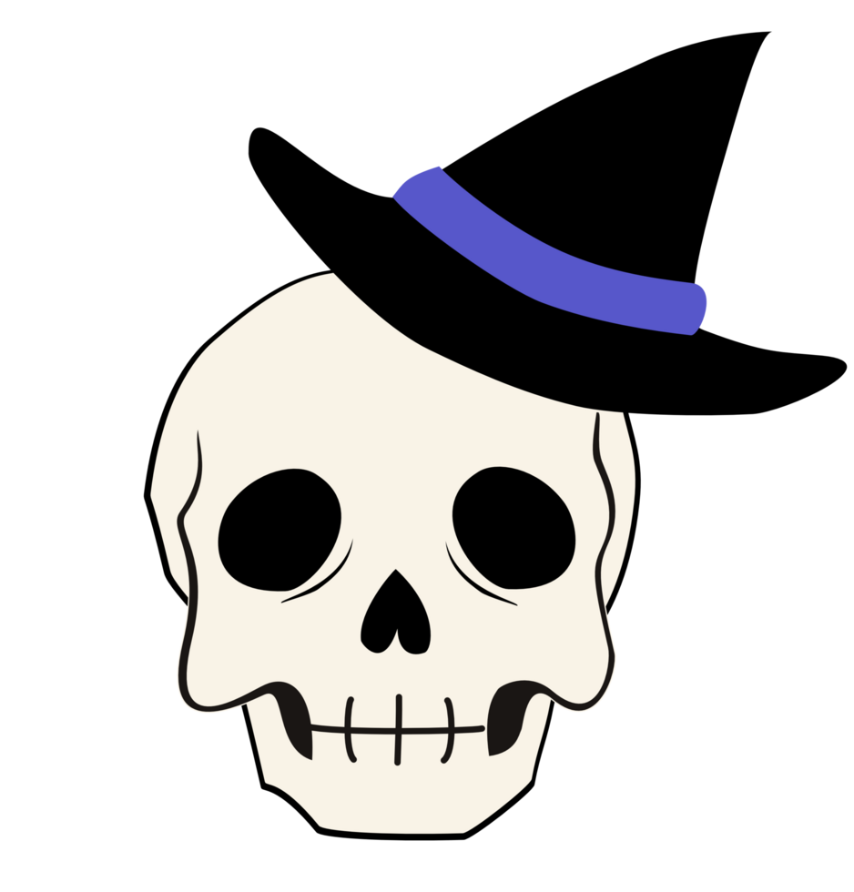 Cute Halloween skull clipart, cartoon skull illustration with spooky and fun style, great for holiday decor and kids projects. png