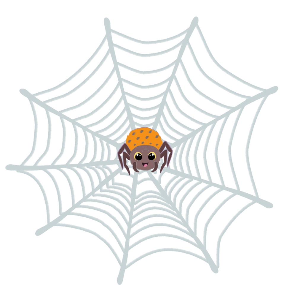 Cute Halloween spider and cobweb illustration with spooky style for seasonal design. png