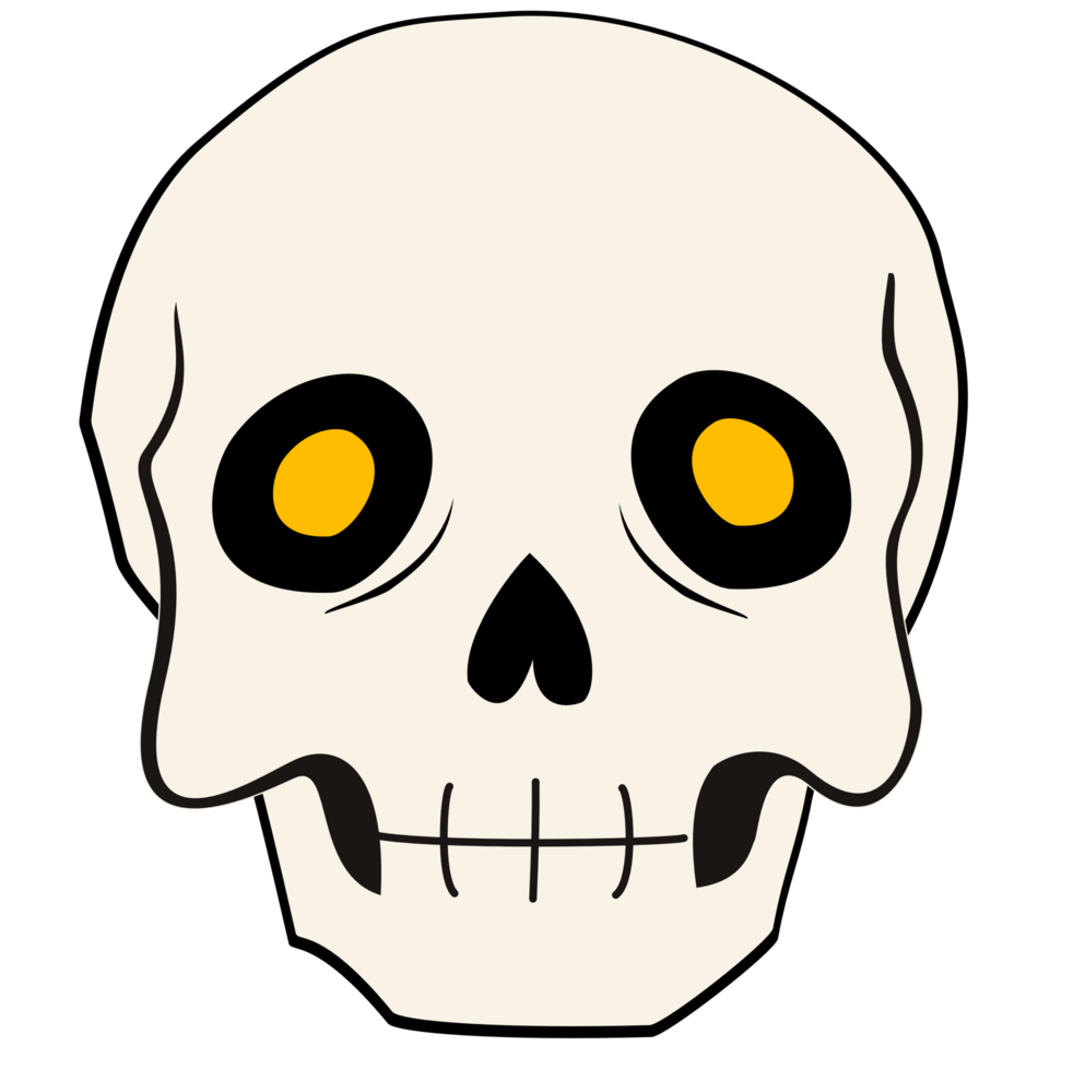 Cartoon skull illustration for Halloween png