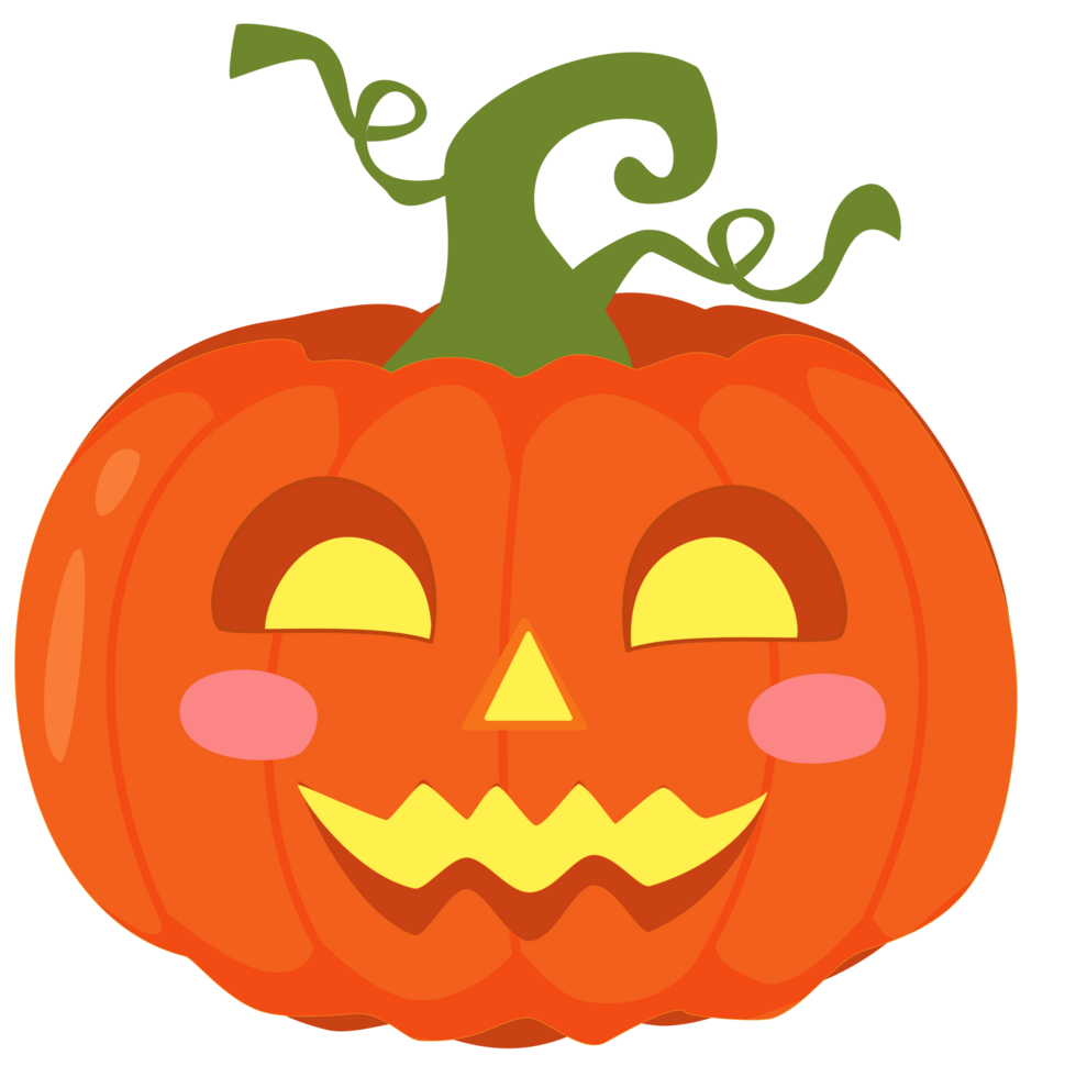 Cute Scary pumpkin with glowing face. png