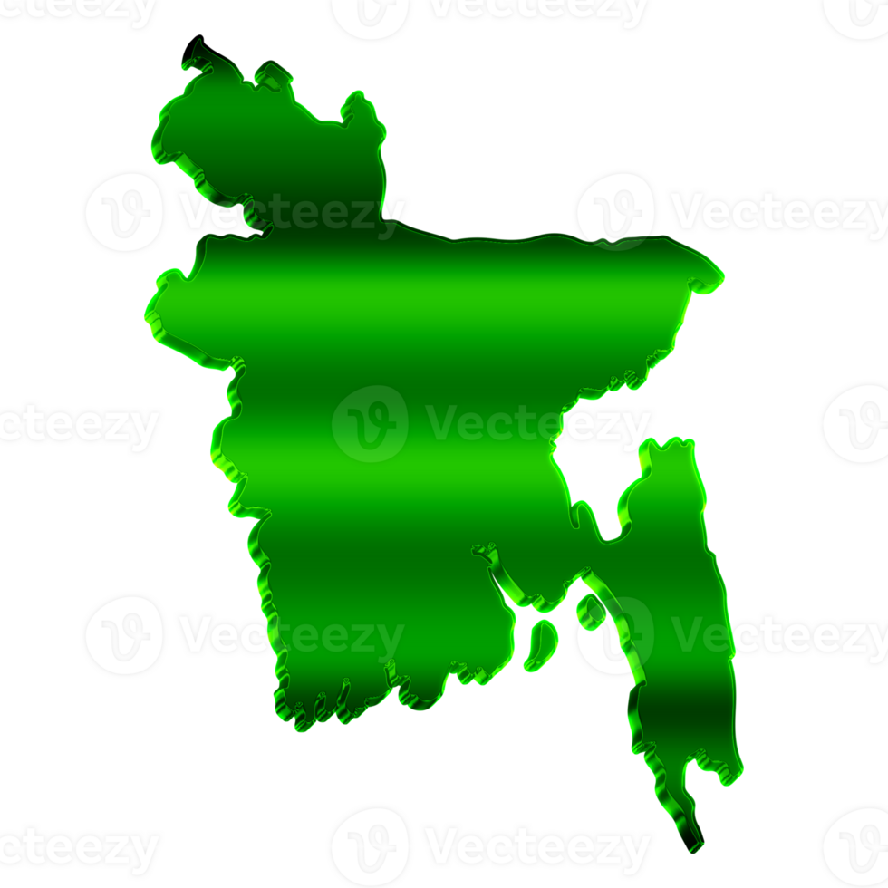 3d green bangladesh map on transparent isolated background png