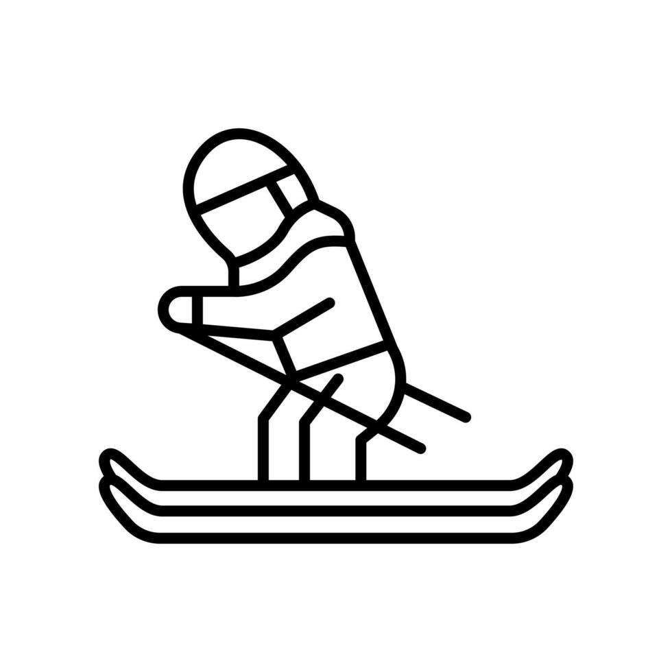 Lineart Icon skiing for tourism agency vector