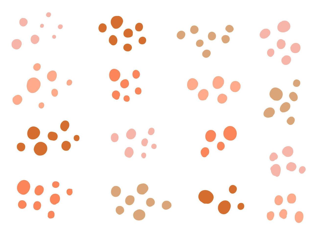 Abstract Rounded Dot Cluster Collection. A minimal collection of sixteen abstract dot clusters in soft earthy tones featuring circular forms and scattered layouts. Perfect for patterns backgrounds vector