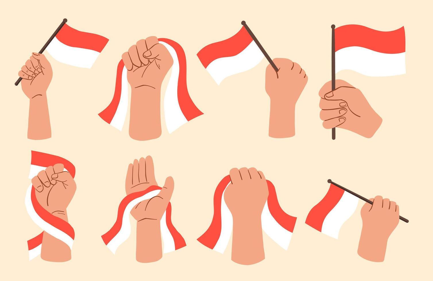 Hands with Indonesian flags vector